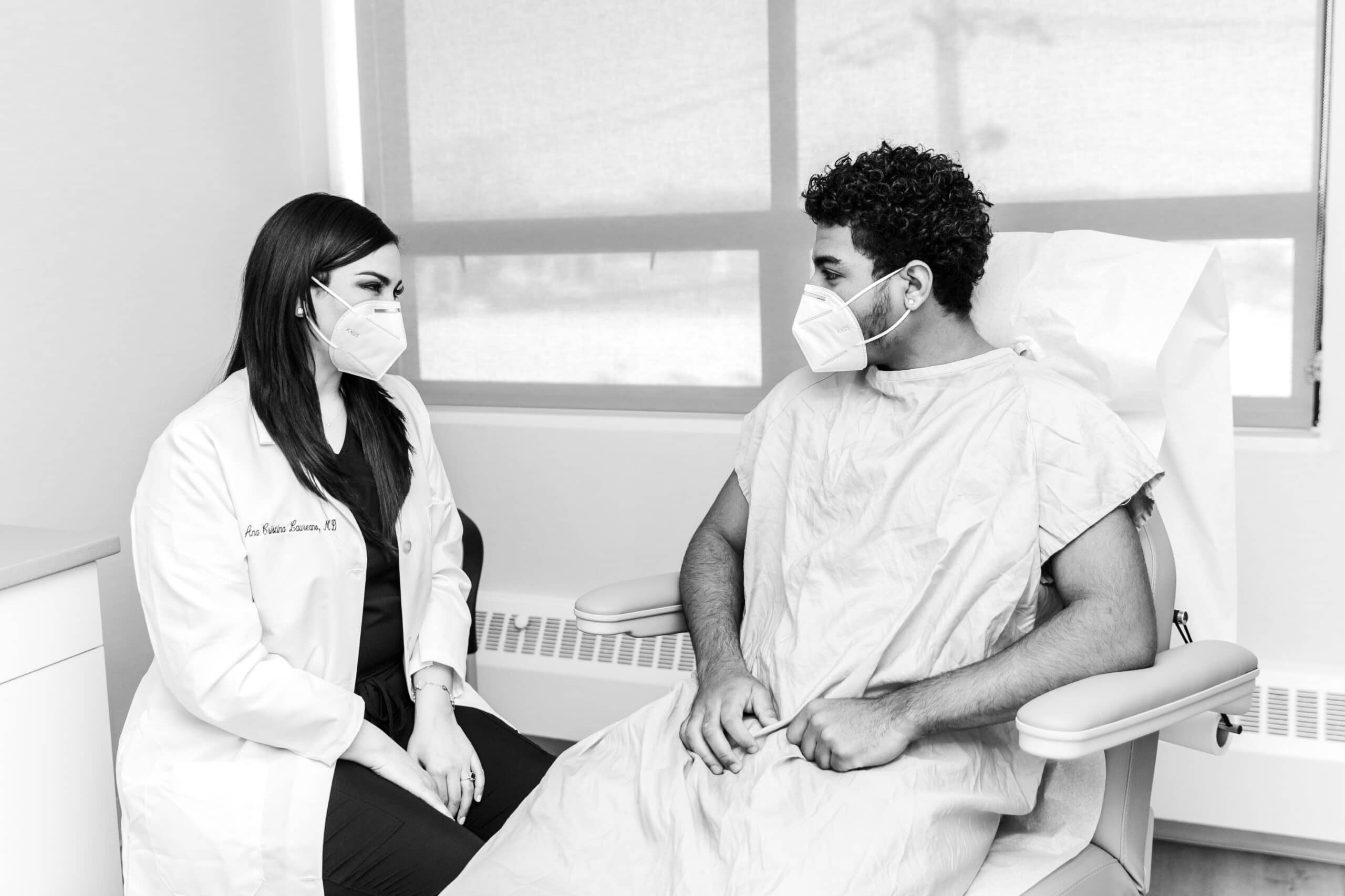dermatologist and her patient discussing skin fungal infection treatments